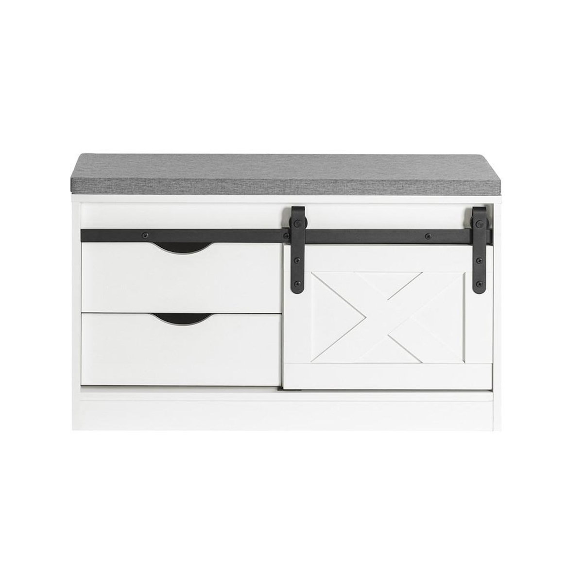 SOBUY SoBuy - Banc de rangement à chaussures avec 2 tiroirs - Blanc - 80x30x49cm - Rustique - FSR153-W