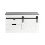 SOBUY SoBuy - Banc de rangement à chaussures avec 2 tiroirs - Blanc - 80x30x49cm - Rustique - FSR153-W