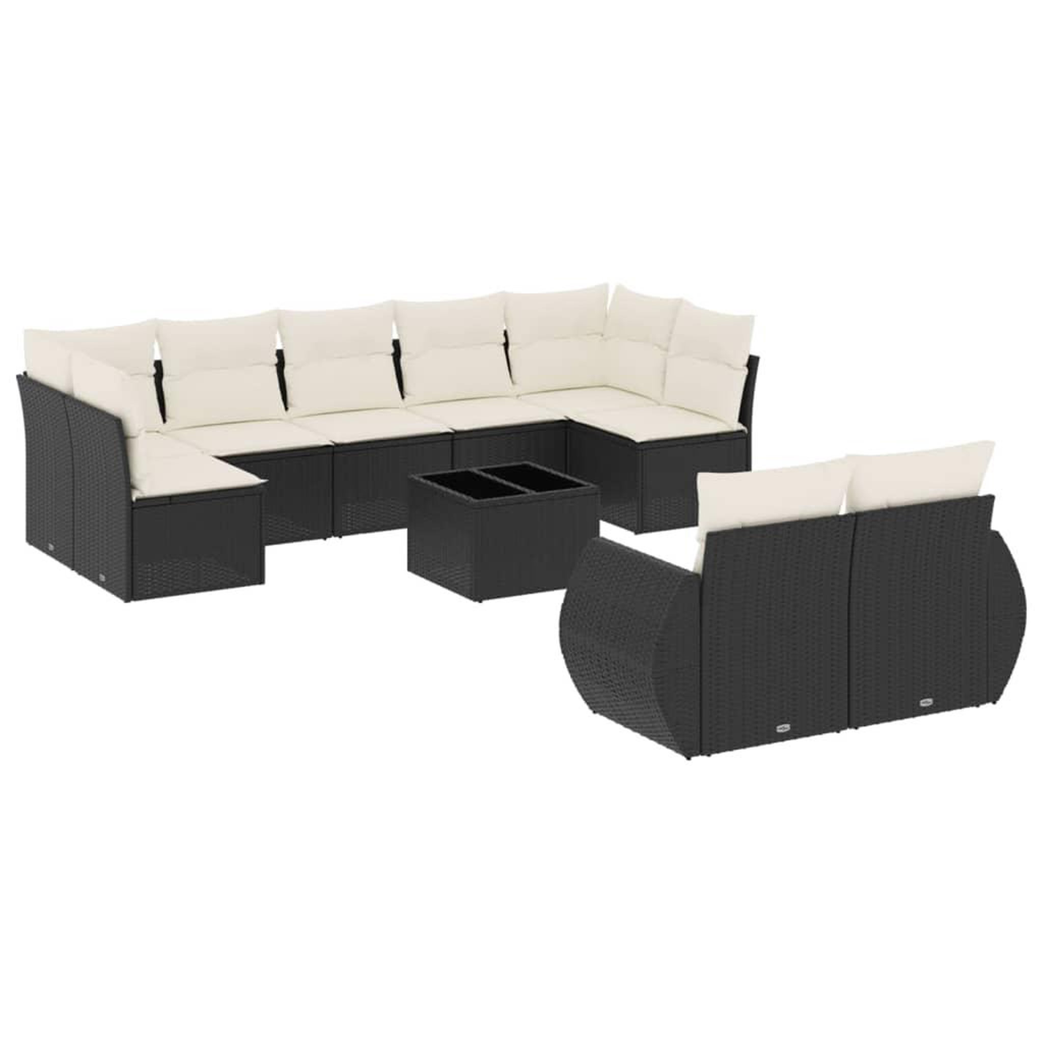 Voir la diapositive 2 : VIDAXL Salon de jardin 10 pcs avec coussins noir resine tressee