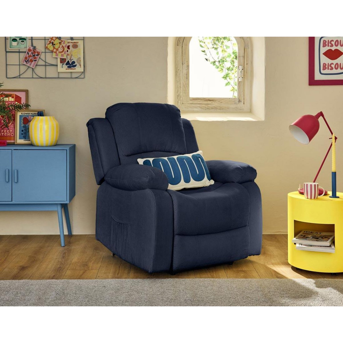 BEST MOBILIER Armand - fauteuil relax électrique en velours côtelé