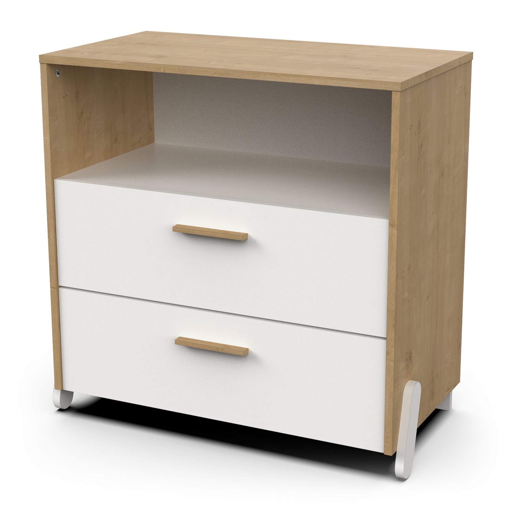 Voir la diapositive 2 : Commode enfant 2 tiroirs 1 niche L73 cm LILAS