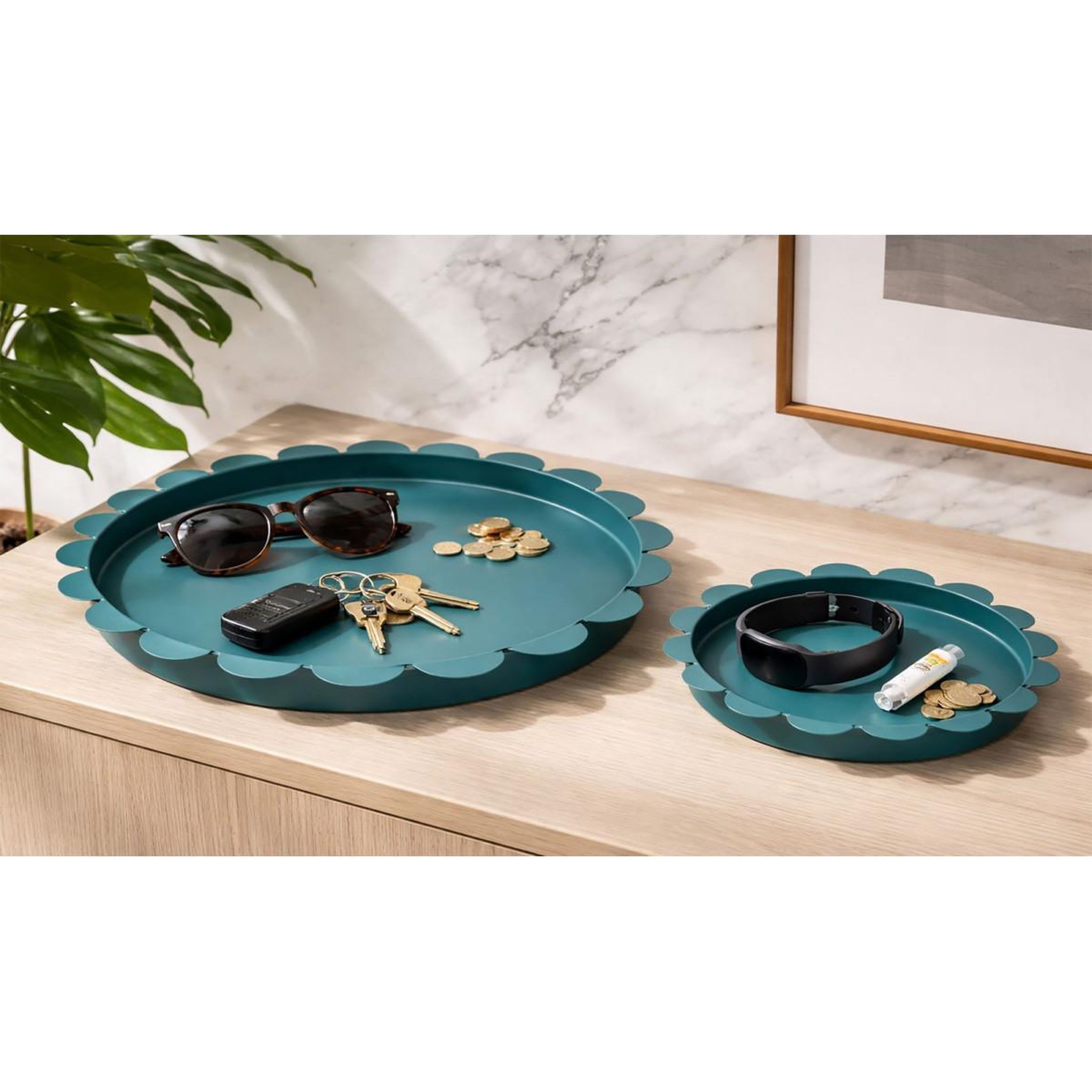 Voir la diapositive 4 : Paris Prix Lot de 2 plateaux déco  saturn  33cm bleu