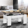 Voir la diapositive 2 : ID MARKET Table basse plateau relevable rectangulaire TARA bois blanc et imitation hêtre
