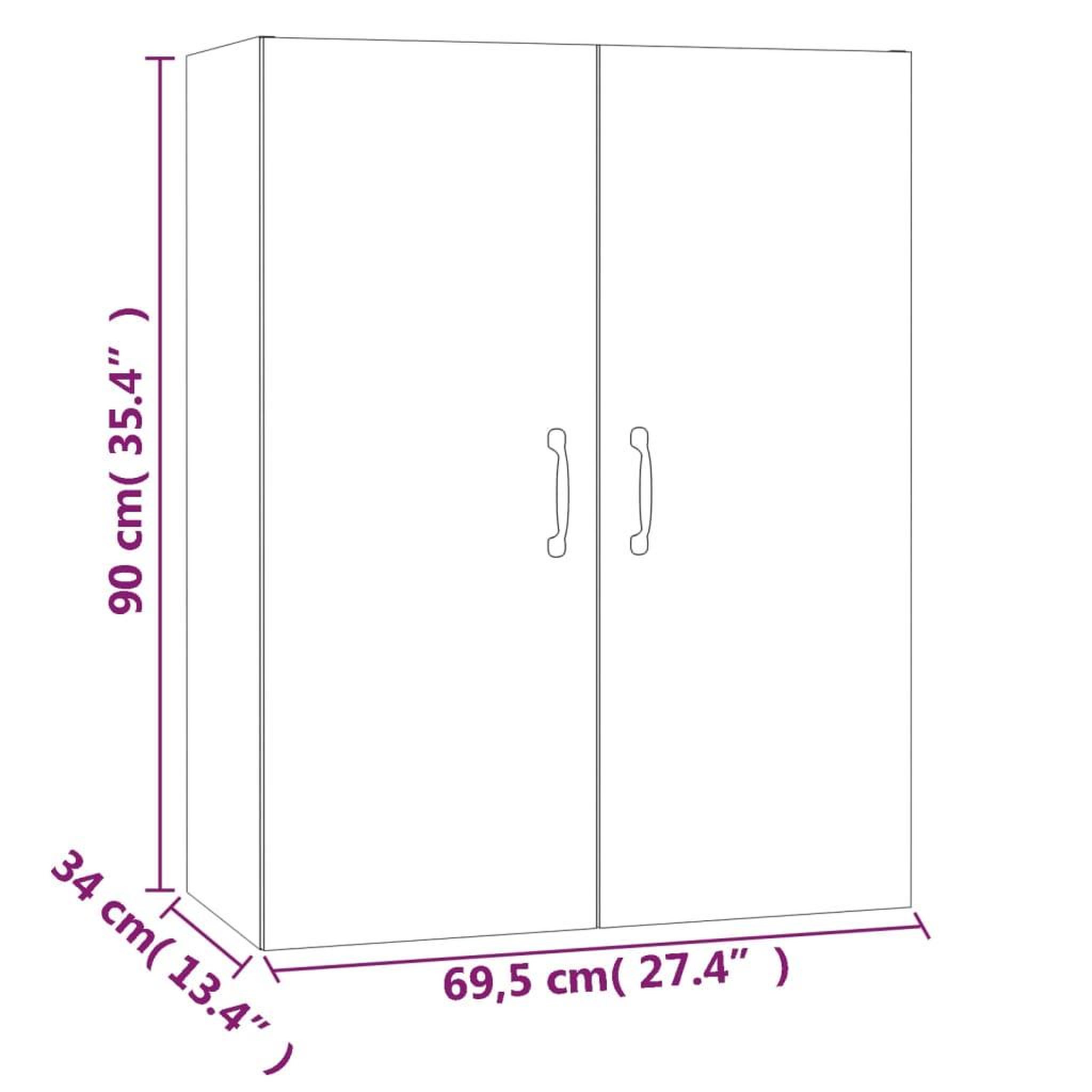 Voir la diapositive 6 : VIDAXL Armoire suspendue Gris beton 69,5x34x90 cm Bois d'ingenierie