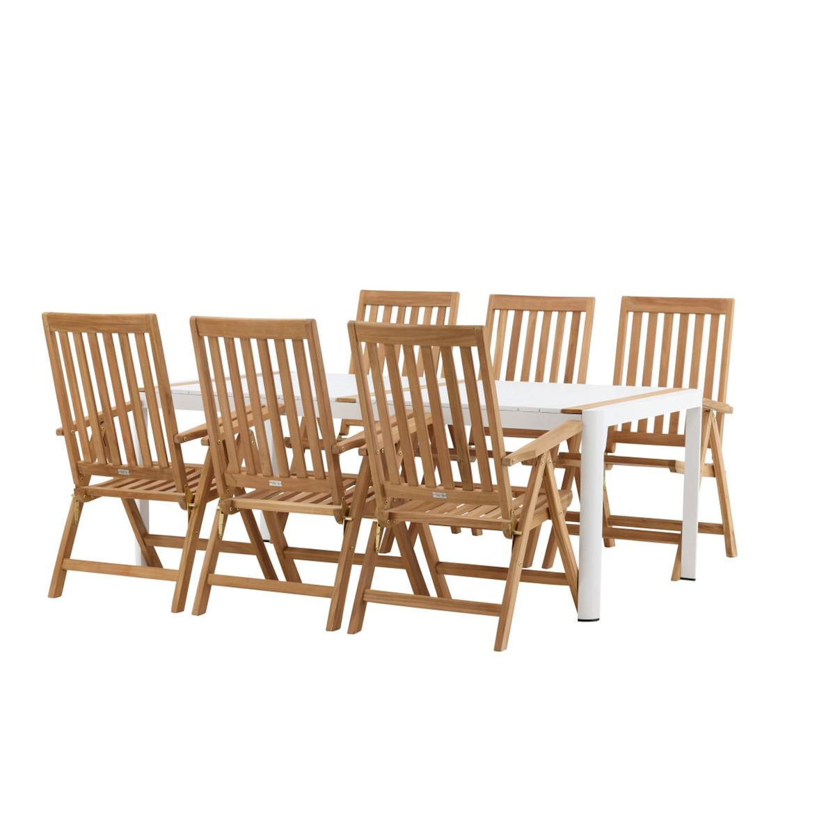 Paris Prix Ensemble Table de Jardin & 6 Chaises  Togo & Kenya  200cm Blanc & Naturel