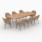 Rendez vous déco Table et chaises de jardin 8 personnes en bois de teck, résine tressée-Carmela