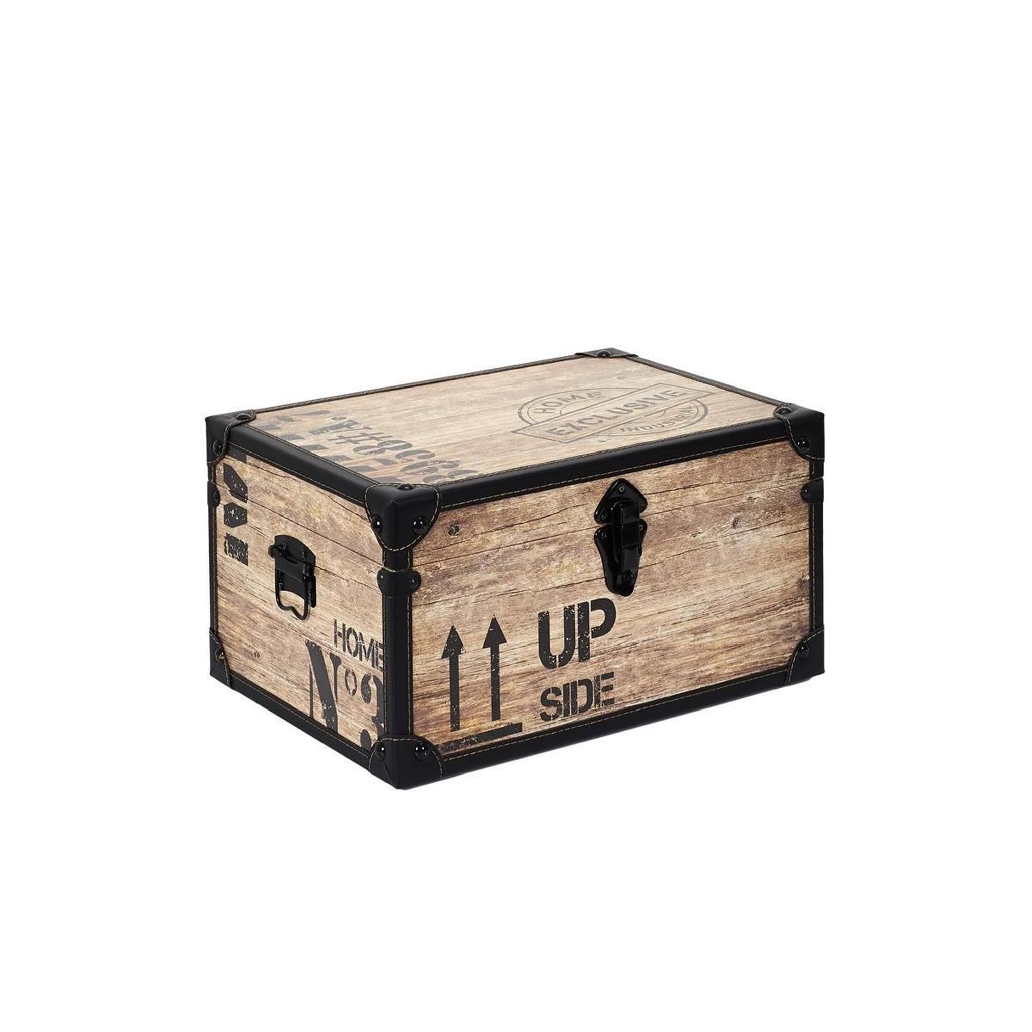 Voir la diapositive 5 : The Home Deco Factory Lot de 3 malles déco  indus  56cm marron & noir