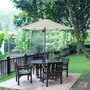 OUTSUNNY Parasol droit de jardin balcon terrasse grande taille toile polyester 160 g/m² Ø 1,96 x 2H m mât alu beige