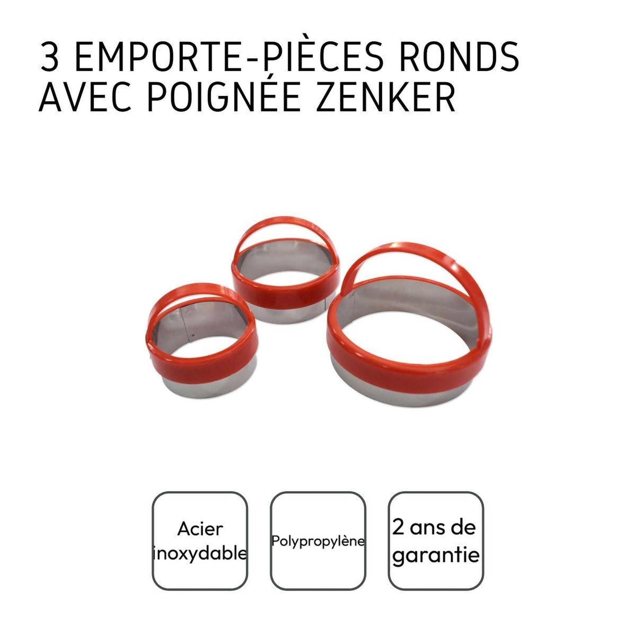 Voir la diapositive 4 : ZENKER Lot de 3 emporte-pièces ronds avec poignée zenker emporte-pièces