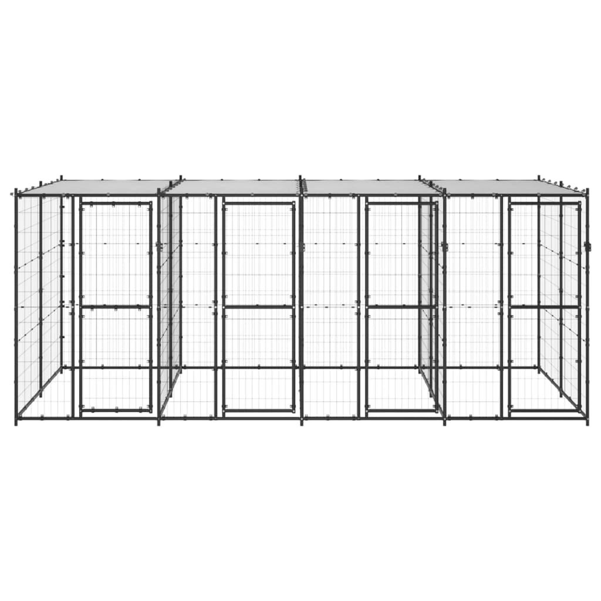 Voir la diapositive 2 : VIDAXL Chenil exterieur Acier avec toit 9,68 m²