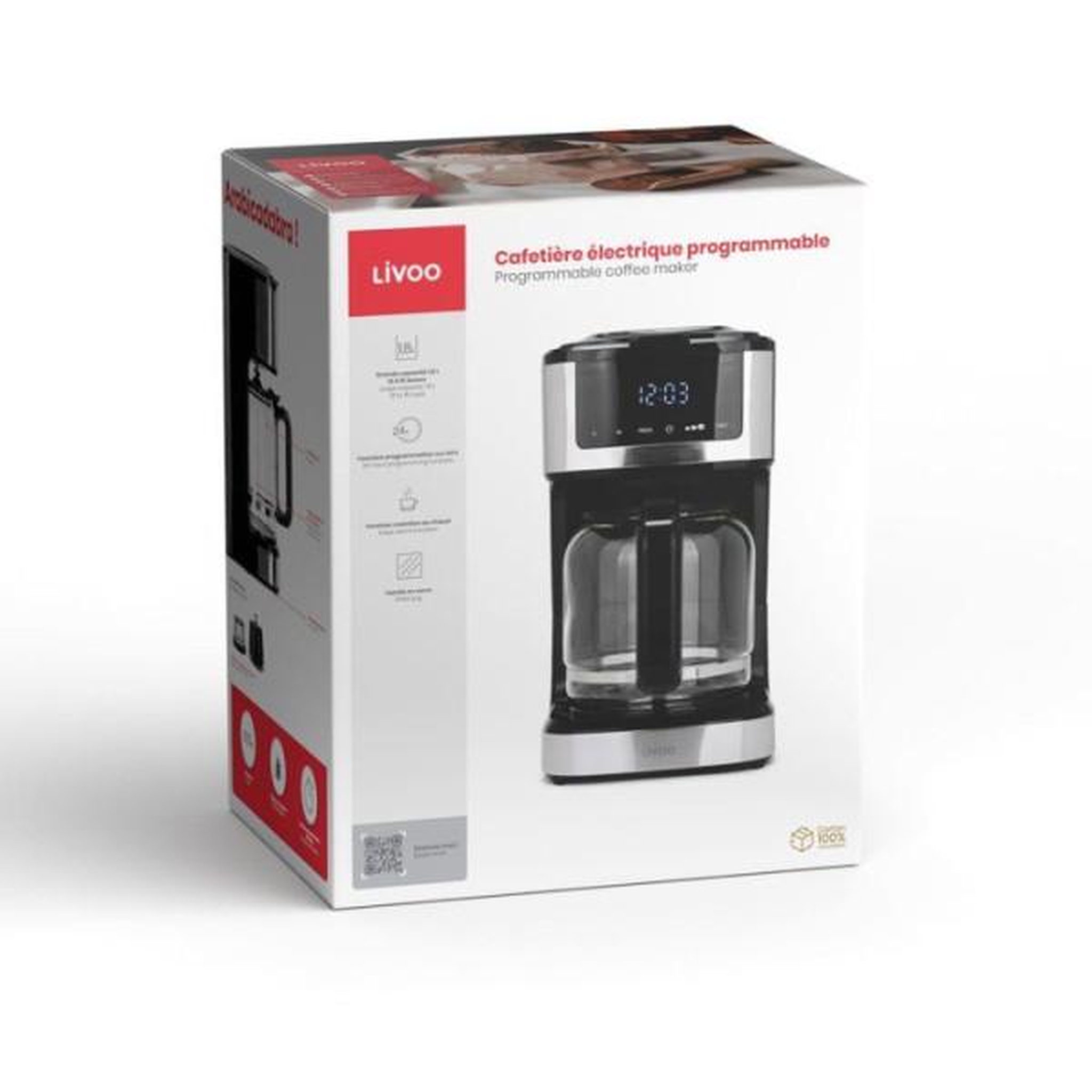 Voir la diapositive 6 : LIVOO Cafetière filtre programmable 15 tasses 900w noir - dod208
