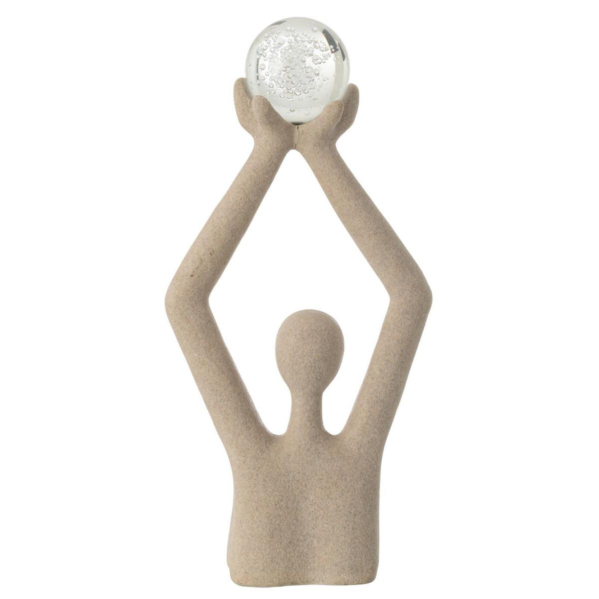 Voir la diapositive 3 : J-LINE Buste tête boule cristal  shawn  52cm beige