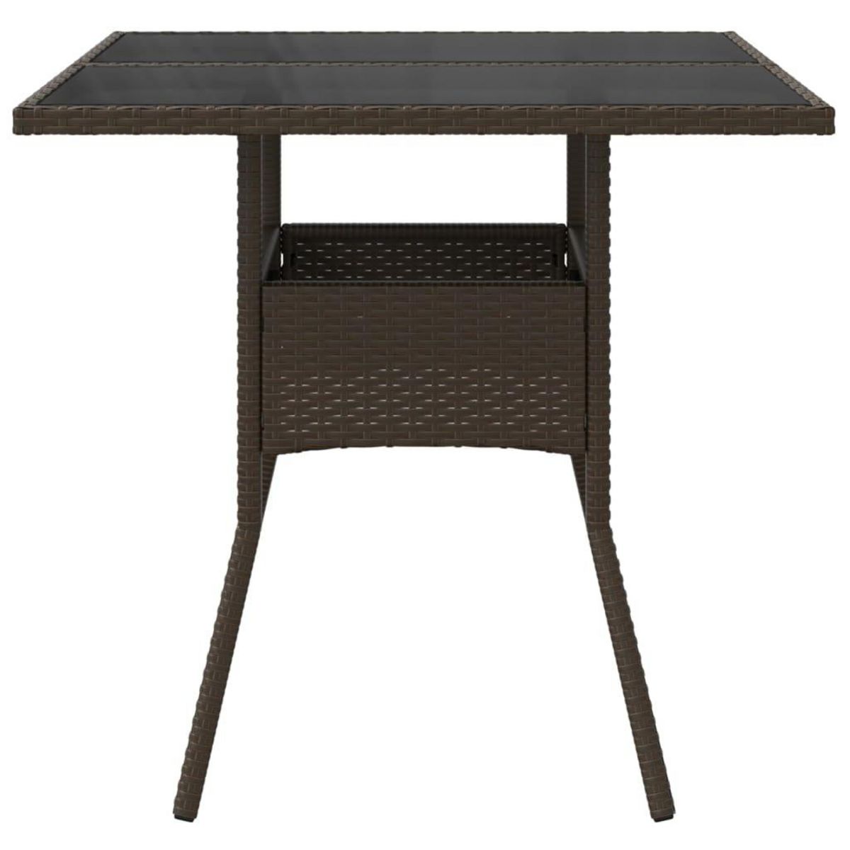 VIDAXL Table de jardin avec dessus en verre marron resine tressee