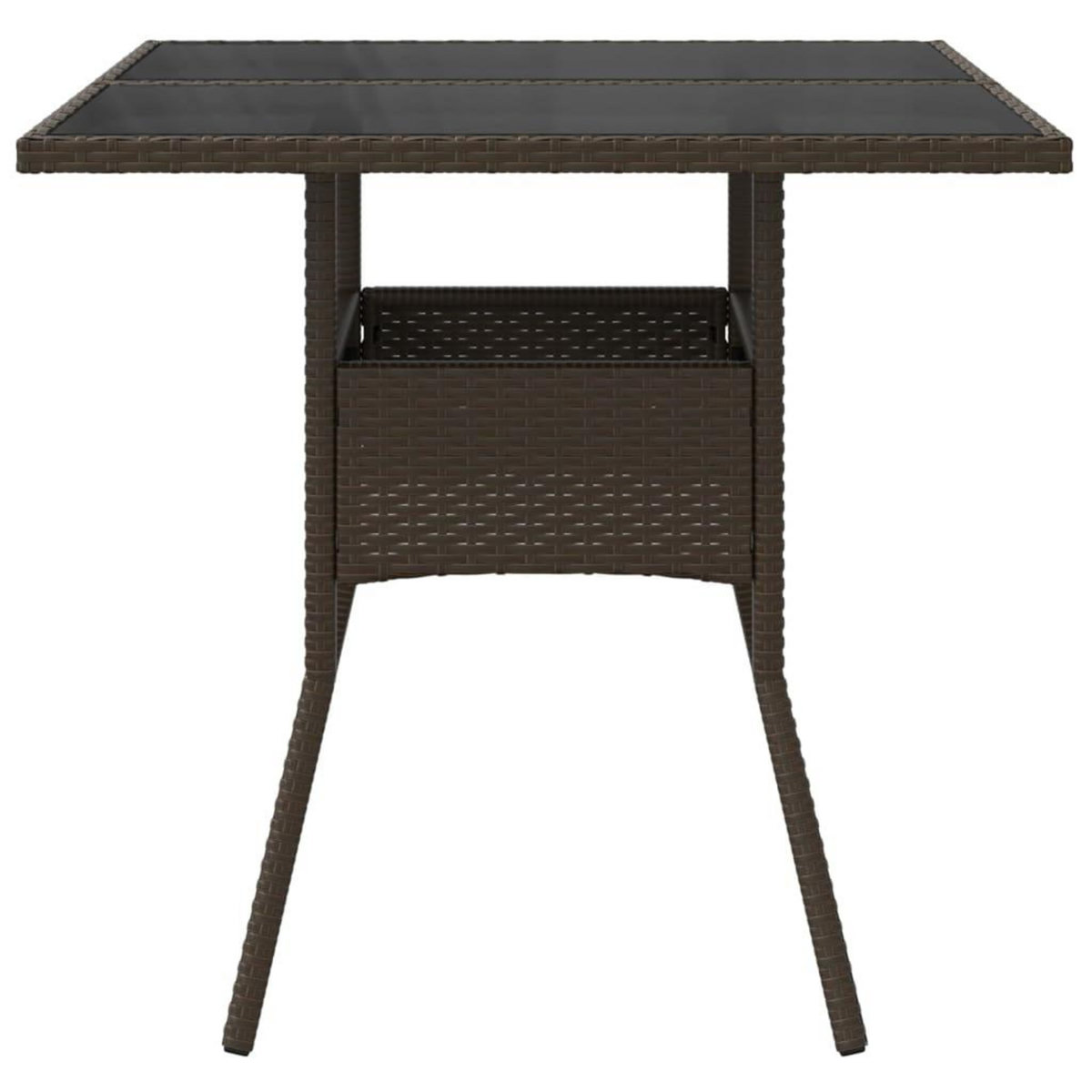 VIDAXL Table de jardin avec dessus en verre marron resine tressee