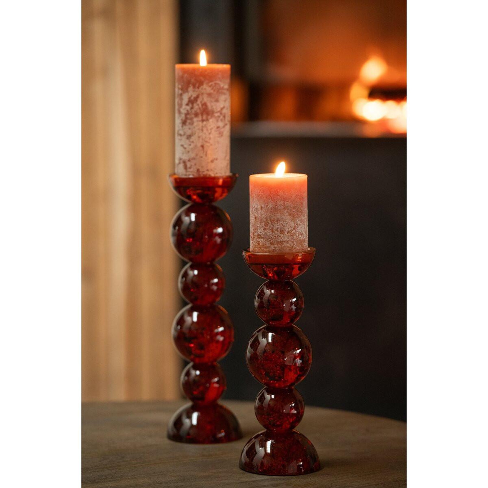 Voir la diapositive 4 : J-LINE Bougeoir Boules en Verre  Dimitri  27cm Bronze