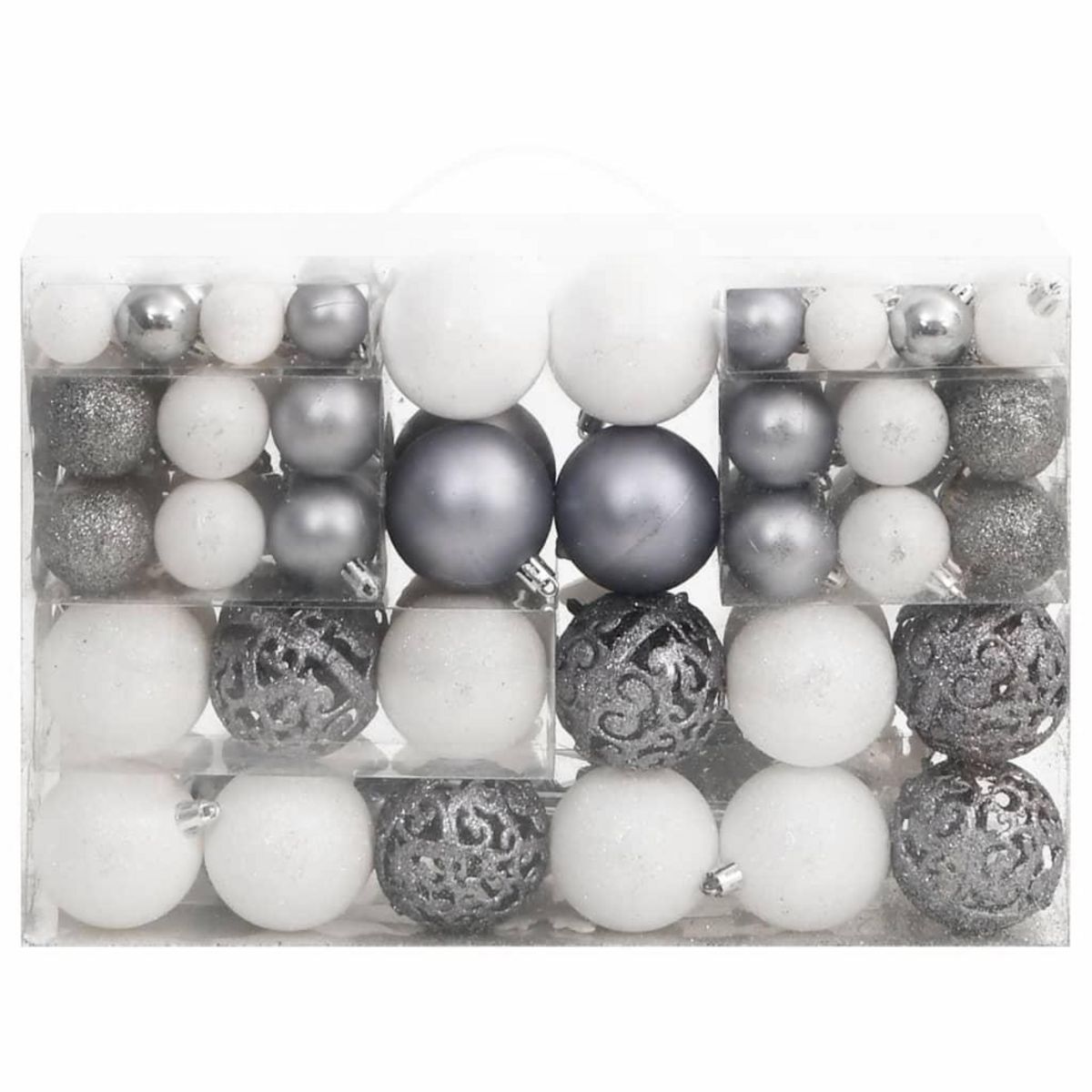 VIDAXL Ensemble de boules de Noël 111 pieces blanc et gris polystyrene