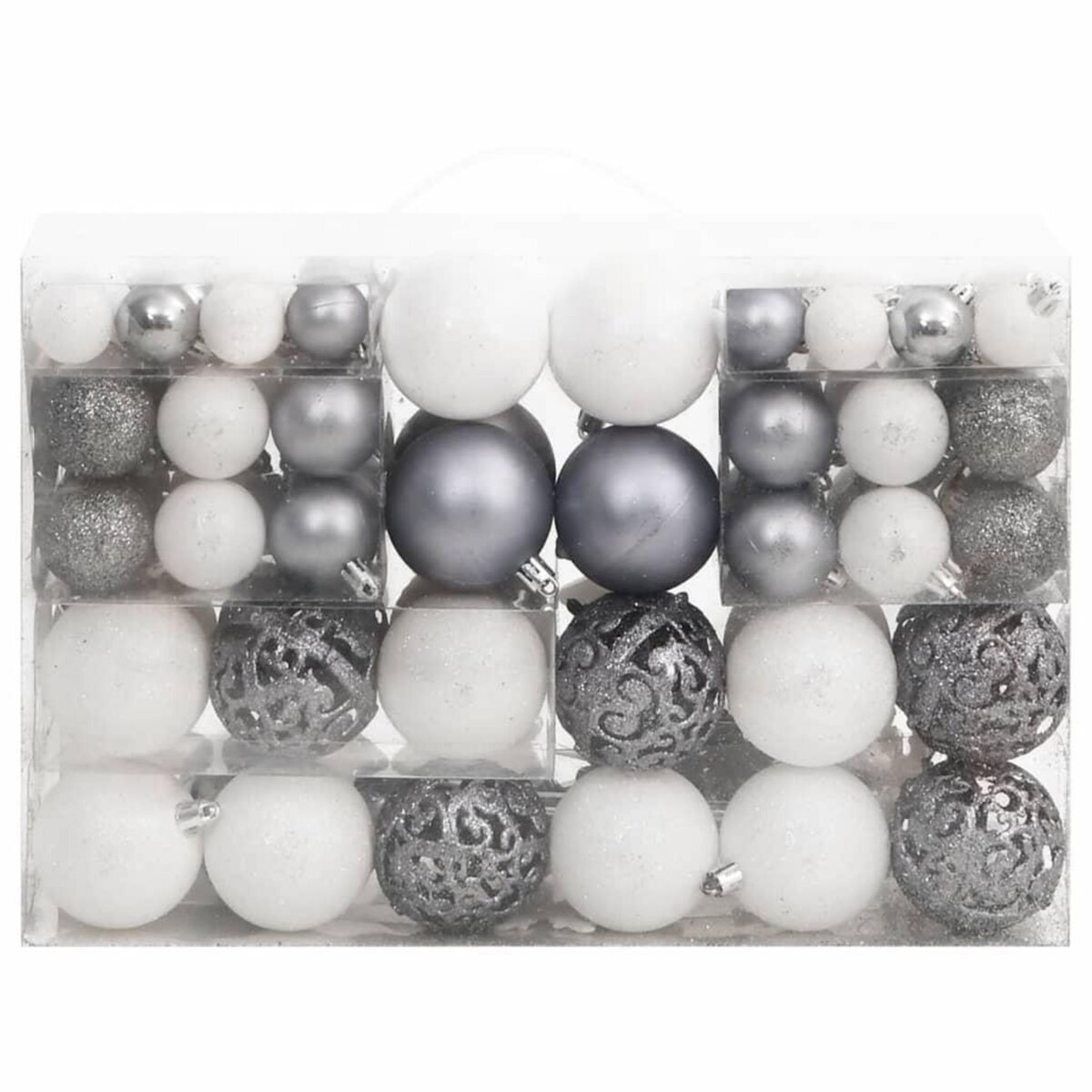 VIDAXL Ensemble de boules de Noël 111 pieces blanc et gris polystyrene