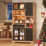 Voir la diapositive 4 : MERAX Buffet de cuisine 5 portes 4 tiroirs - 100 cm naturel+noir led mdf