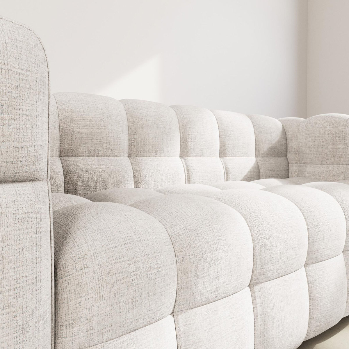 BEST MOBILIER Augustin - canapé droit 3 places en velours texturé