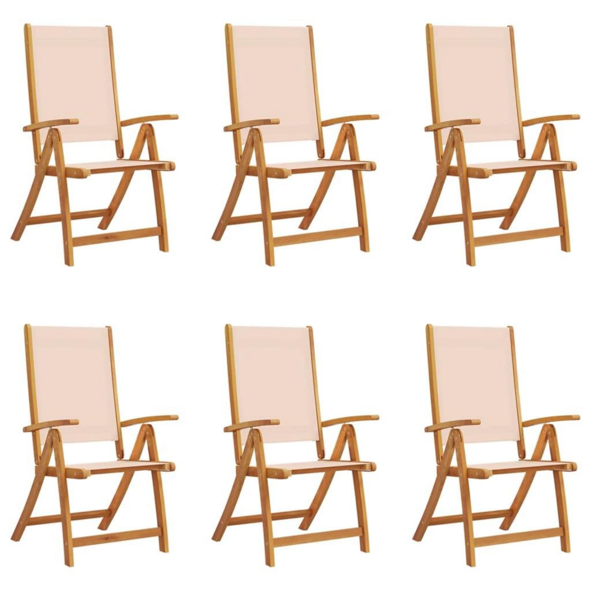 VIDAXL Chaises pliables de jardin lot de 6 bois d'acacia et textilene