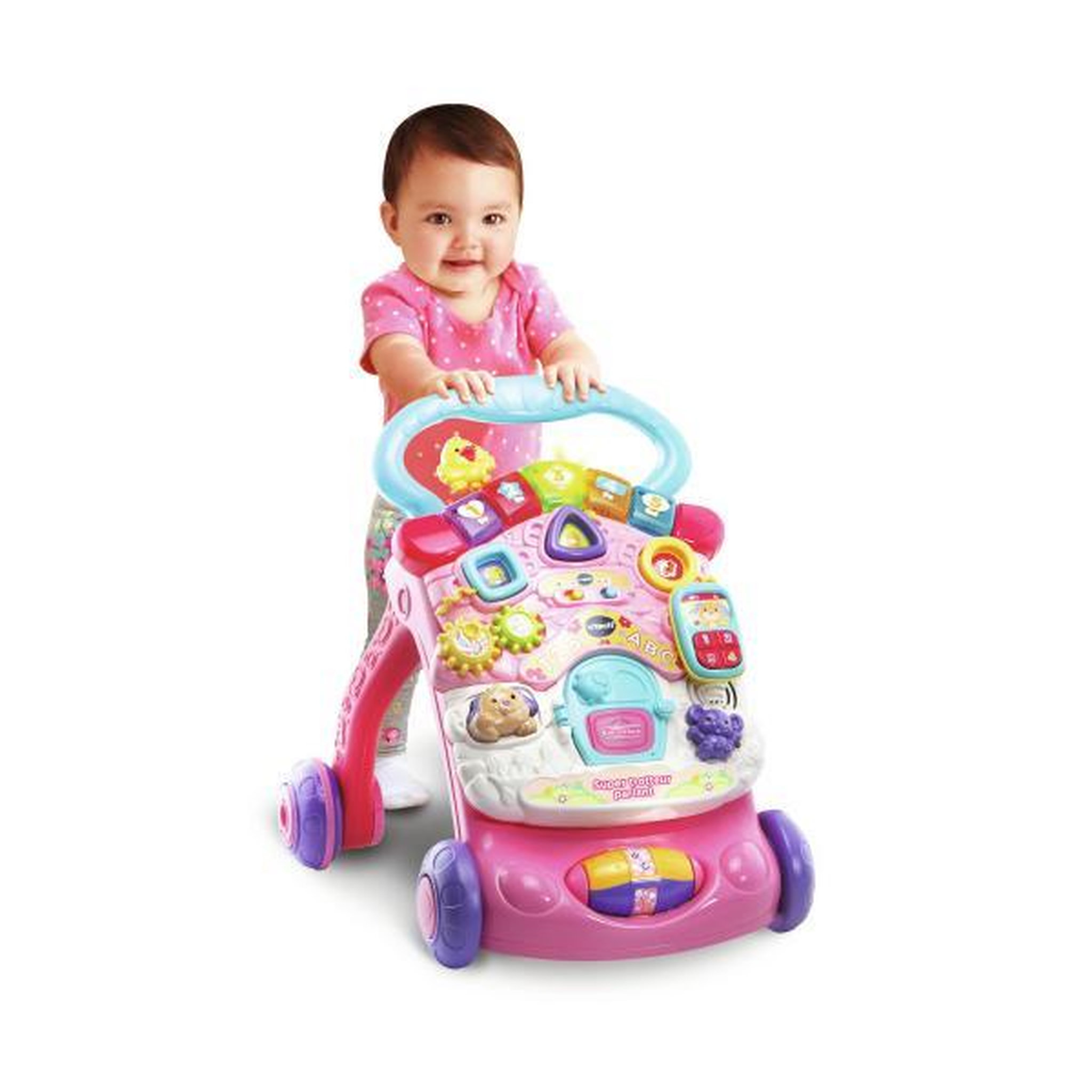 Voir la diapositive 4 : VTECH Porteur Trotteur  parlant 2 en 1 VTECH - Super  - Rose pour bébé de 9 a 36 mois
