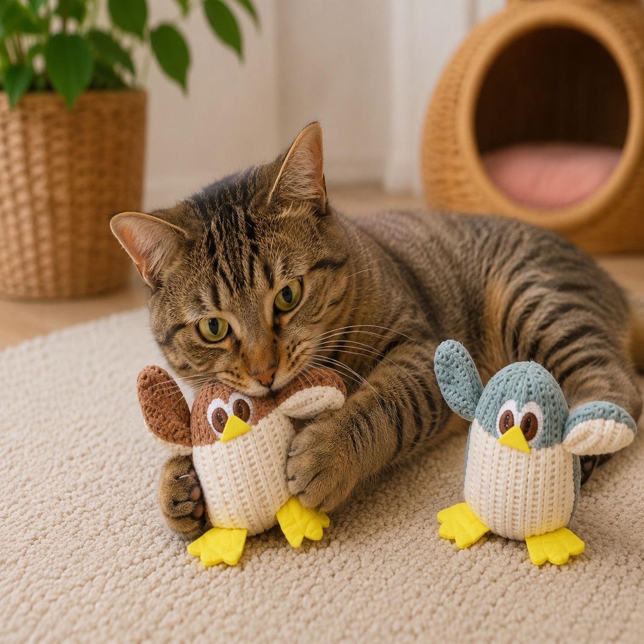 Voir la diapositive 2 : Eden Lot de 2 jouets oiseaux brella avec cataire pour chat