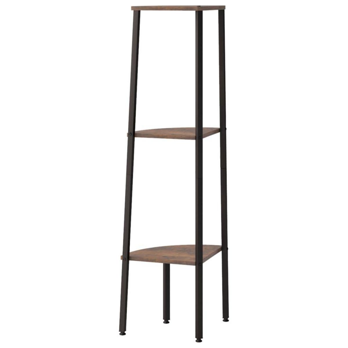 VIDAXL Etagere d'angle 3 niveaux Marron fonce et noir 45,5x31,5x120 cm