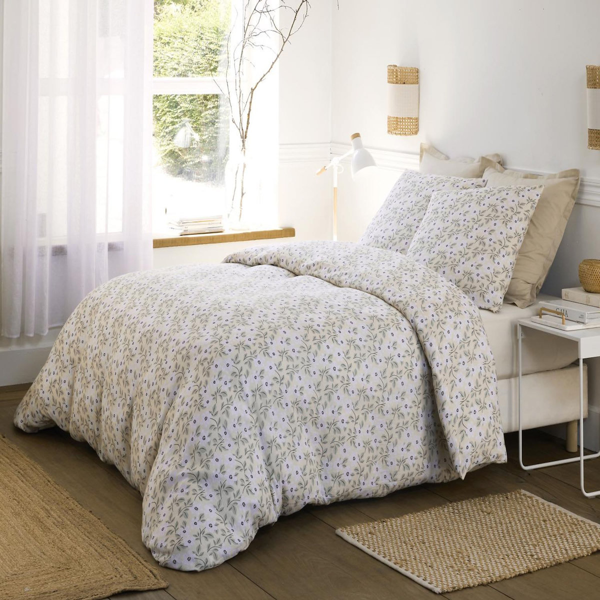 BATON ROUGE Parure housse de couette 100% gaze de coton imprimé loucile