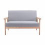 Voir la diapositive 2 : SWEEEK Banquette et fauteuil en bois et tissu gris clair. Isak. L 114 x l 69.5 x H 73cm