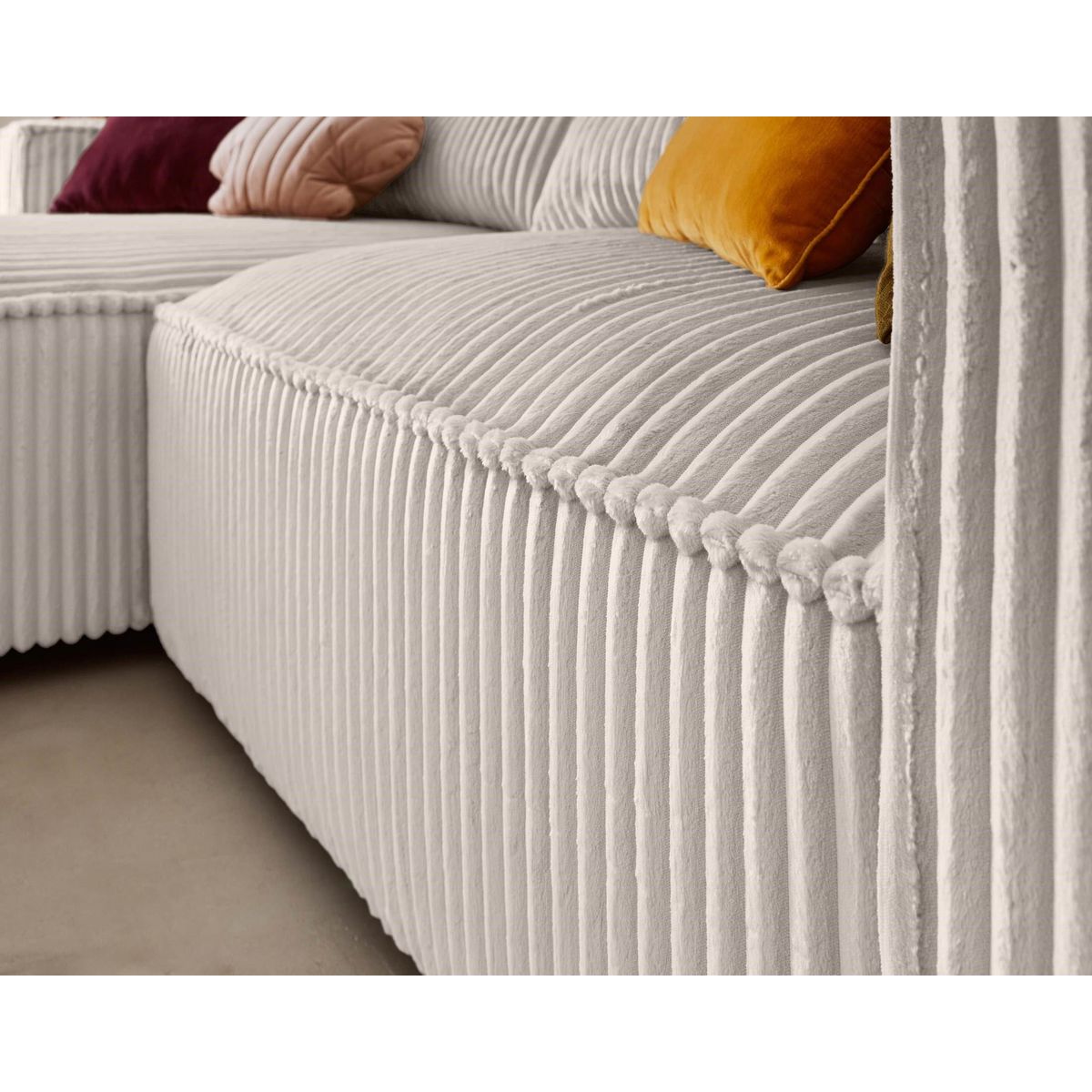 LISA DESIGN Ela - canapé d'angle gauche - 4 places - en velours côtelé grosses côtes