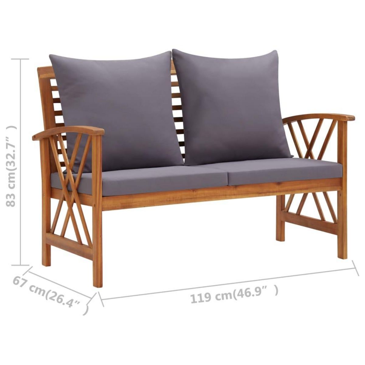 VIDAXL Salon de jardin 2 pcs avec coussins bois d'acacia solide