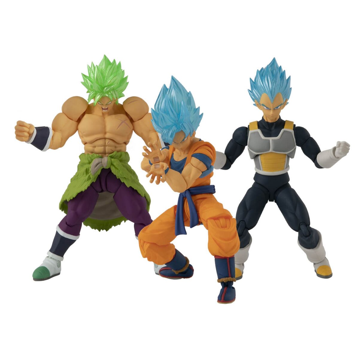 BANDAI Pack de 3 figurines 12 cm Broly, Goku et Vegeta - Dragon Ball Super