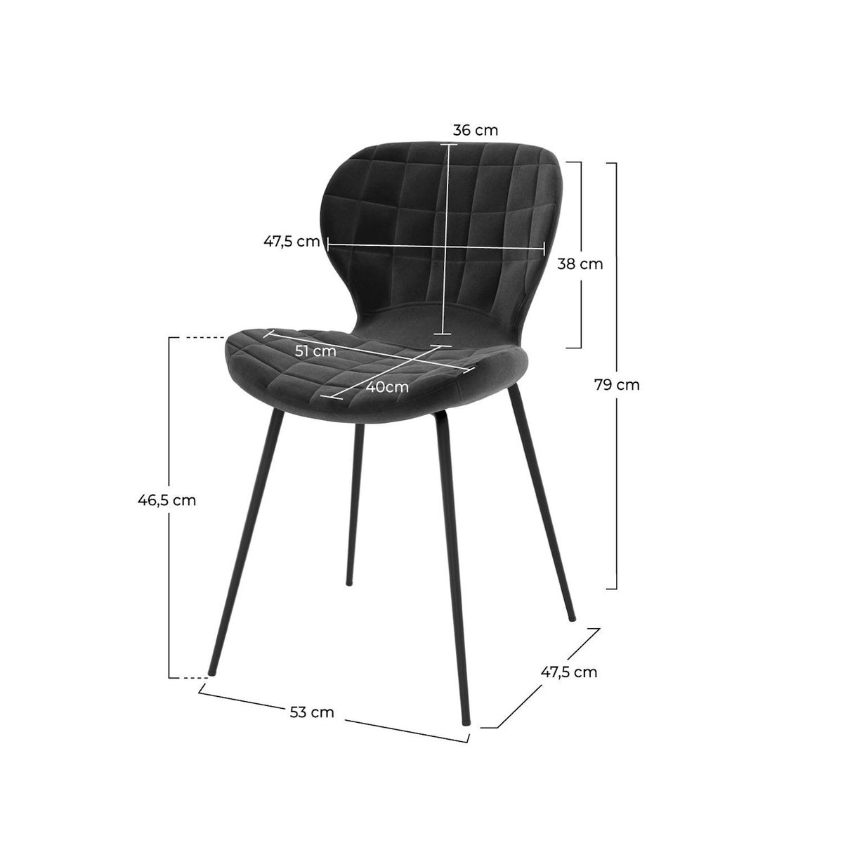 Rendez vous déco Lot de 2 chaises en velours noir-Mazzia