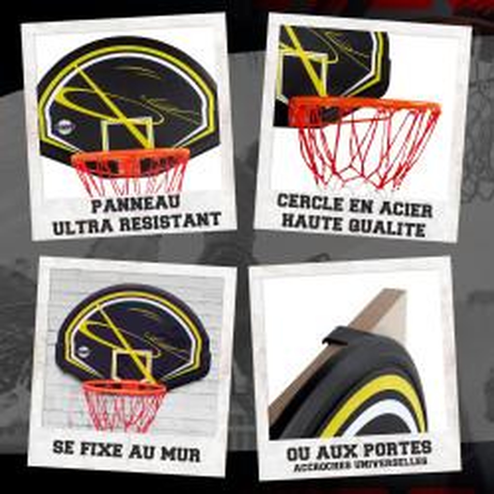 Voir la diapositive 3 : BUMBER Panneau de Basket MEMPHIS - Arceau 38 cm - Usage intérieur/extérieur avec fixation incluses