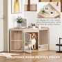 Voir la diapositive 4 : PAWHUT Cage d'angle pour chien en bois clair dim. 113 x 80 x 64 cm porte entrée + porte rotative alimentation