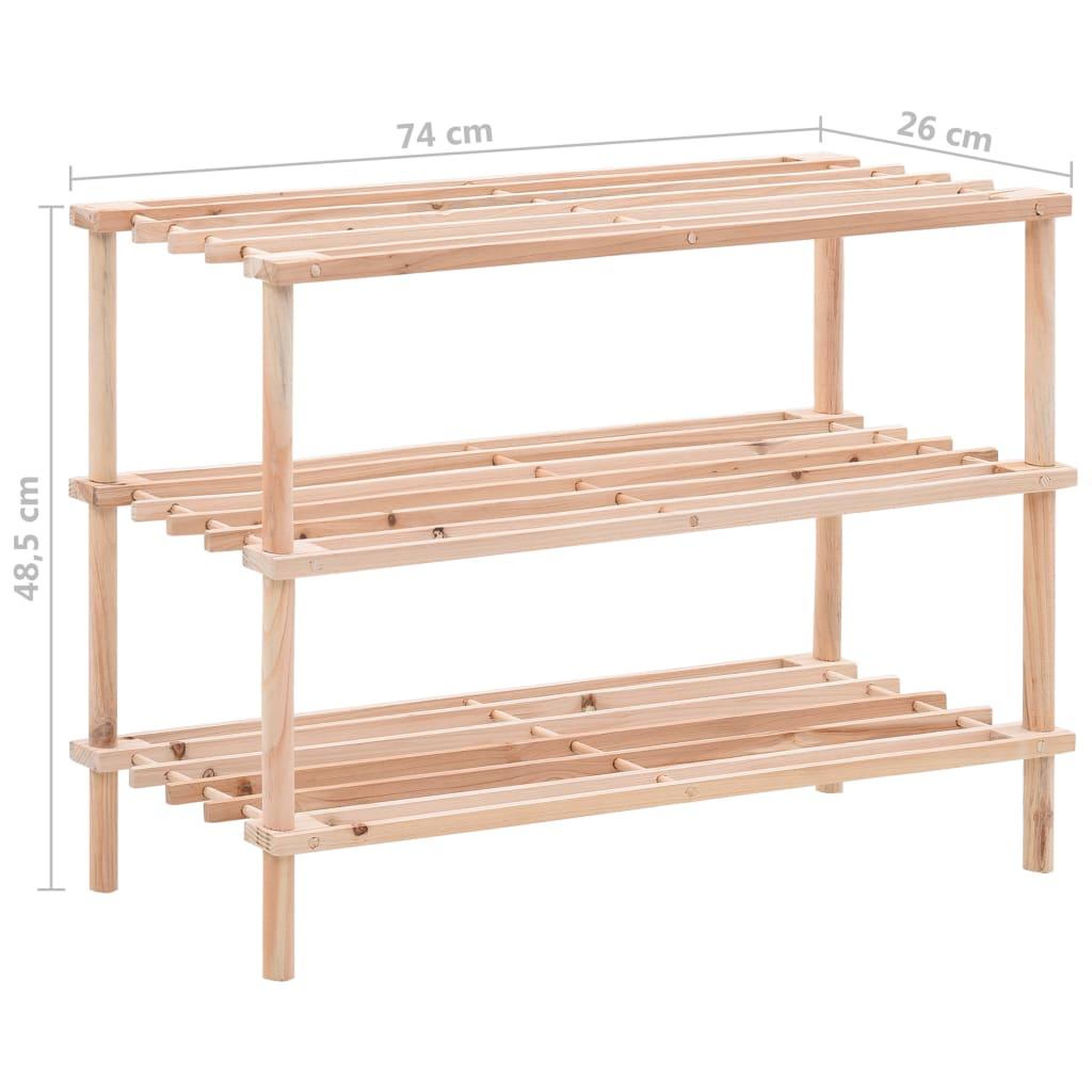 Voir la diapositive 6 : VIDAXL Range-chaussures a 3 etageres Bois de sapin solide