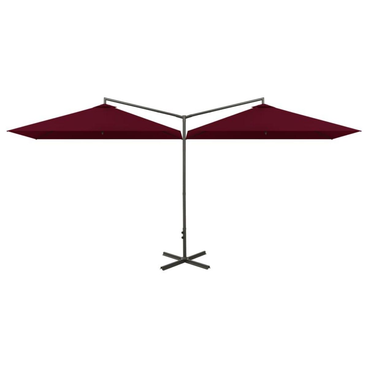 VIDAXL Parasol de jardin double avec mat en acier rouge bordeaux