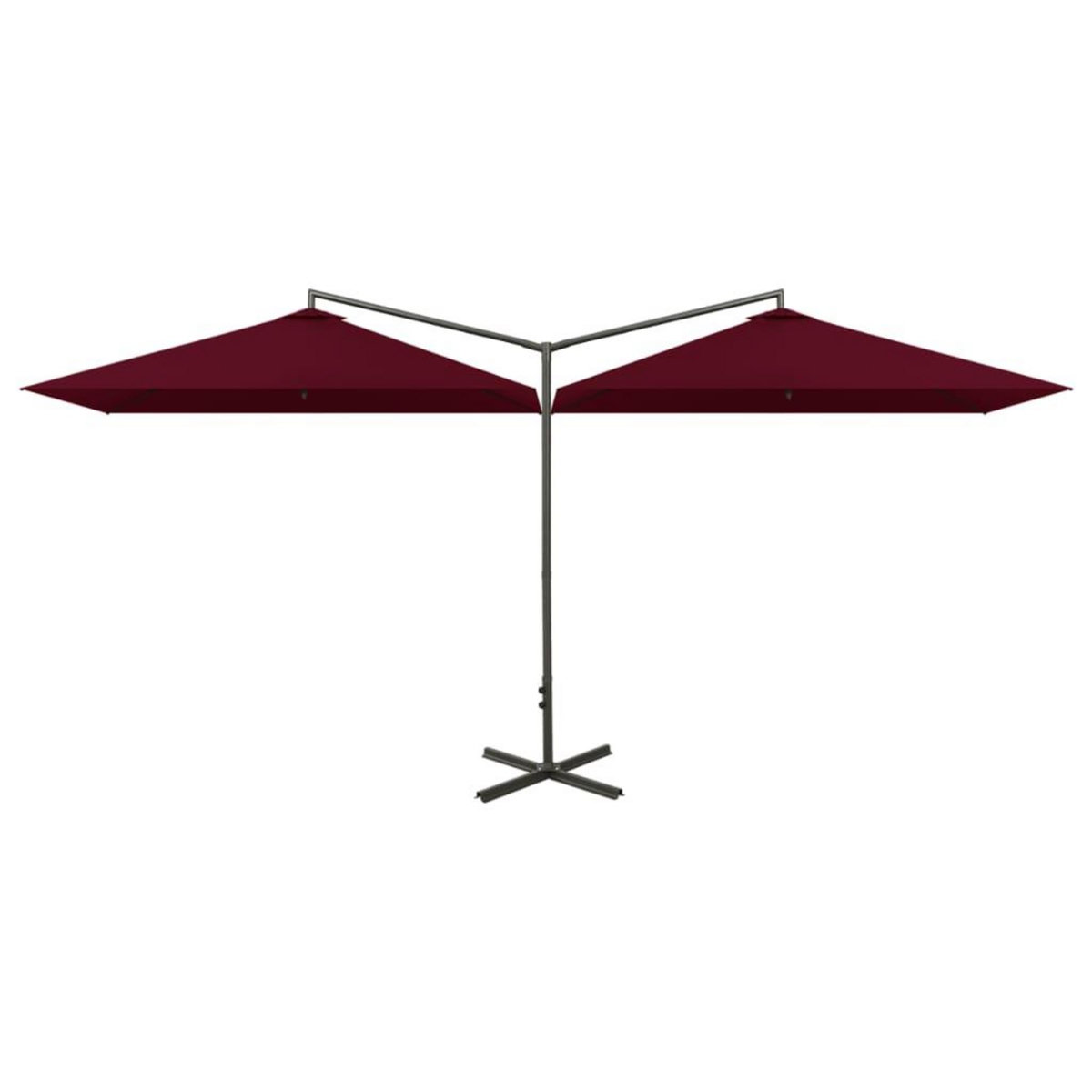 VIDAXL Parasol de jardin double avec mat en acier rouge bordeaux