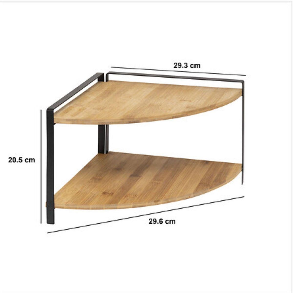 FIVE Étagère d'angle 2 niveaux en bambou et métal ORDERA