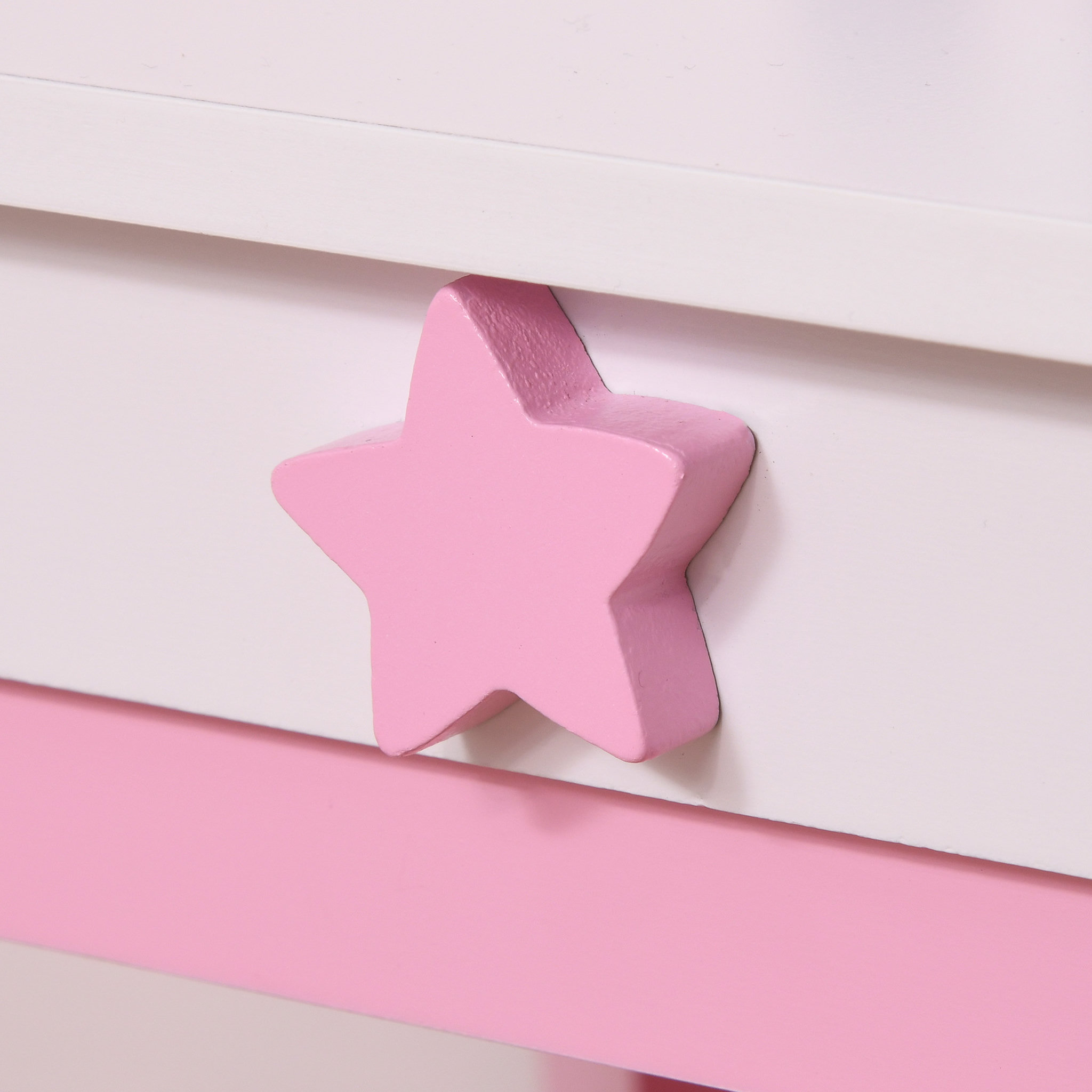 Voir la diapositive 6 : HOMCOM Coiffeuse enfant design licorne - tabouret inclus - dim. 49L x 34l x 90H cm - tiroir, miroir - MDF - rose blanc