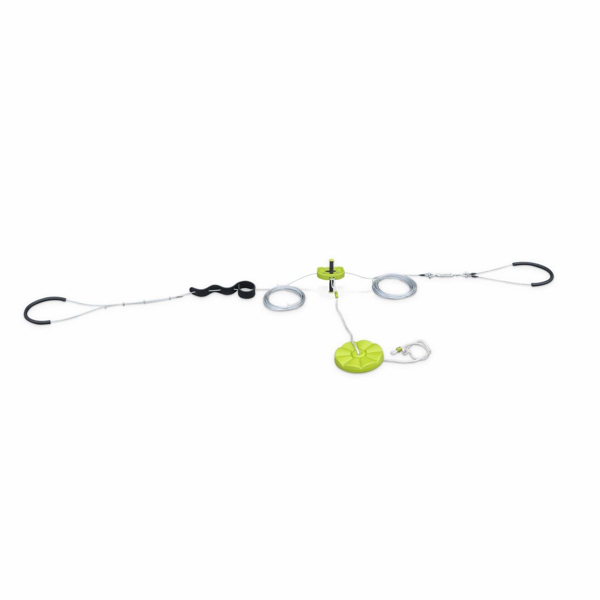 SWEEEK ALIZE - Tyrolienne pour enfants de 30m avec balançoire disque. poignées antidérapantes. système d'amortissement