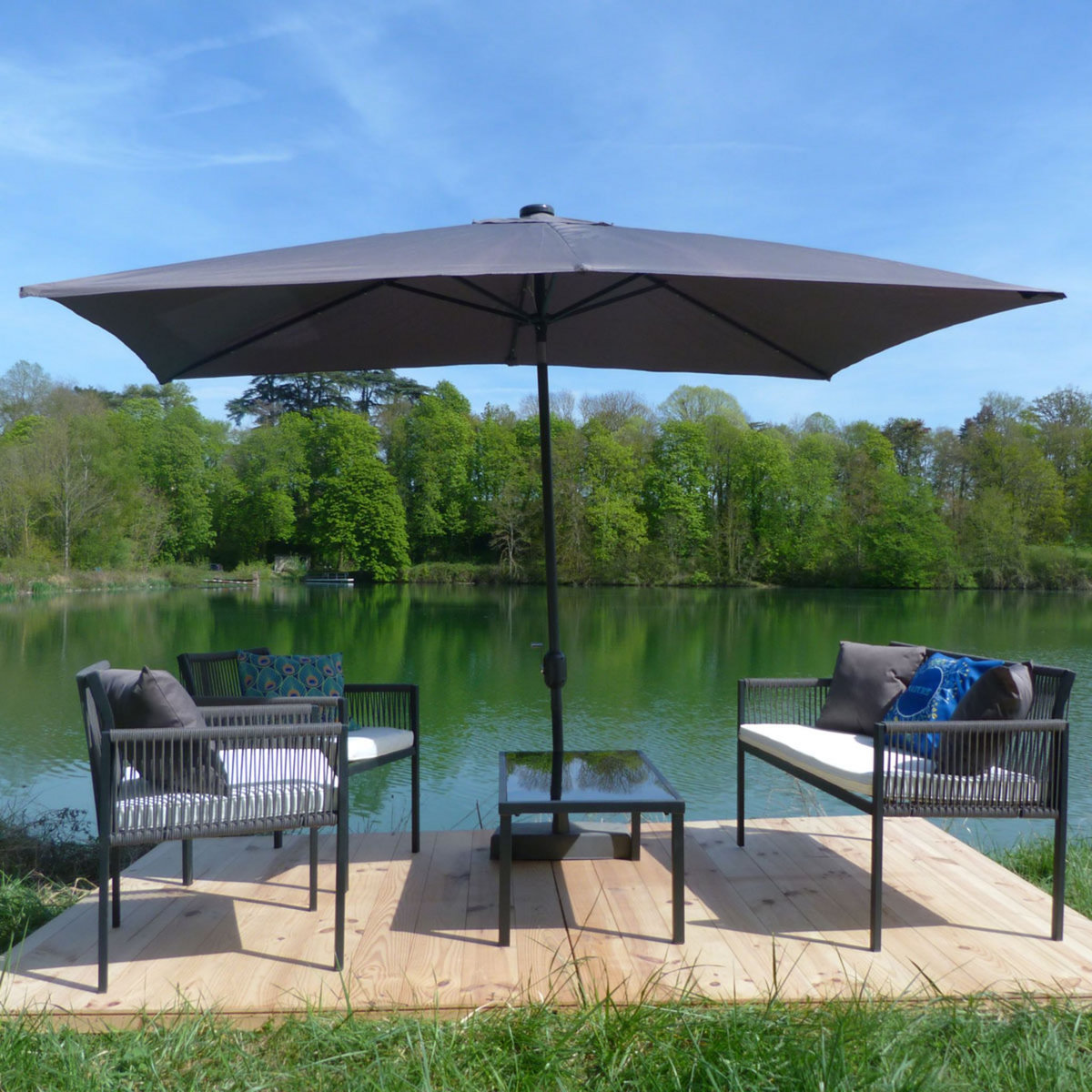 Parasol droit 2x3 m avec leds 