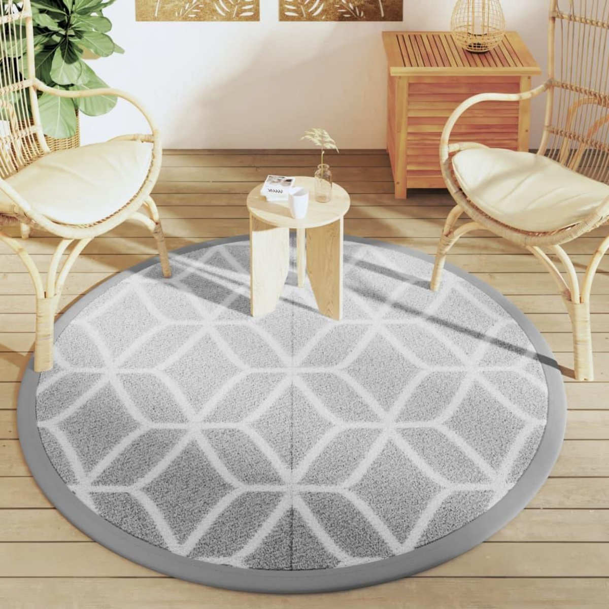 VIDAXL Tapis d'exterieur ARAKIL gris Ø160 cm PP