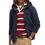 SUPERDRY Sweat Zippé  Homme Superdry Essential Washed Ziphood. Coloris disponibles : Bleu