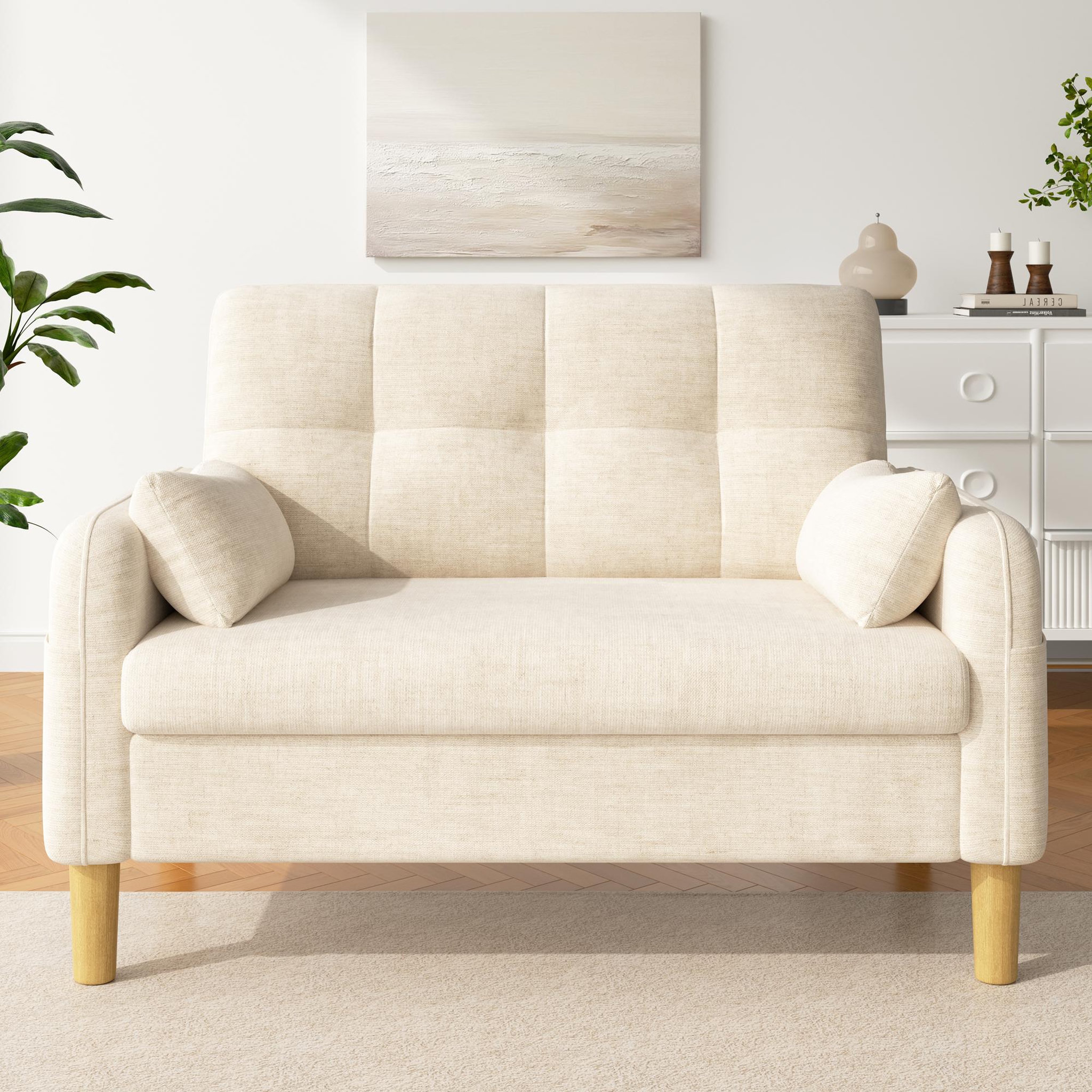Voir la diapositive 4 : MERAX Canapé 2 places compact avec 2 coussins rangement latéral tissu chenille