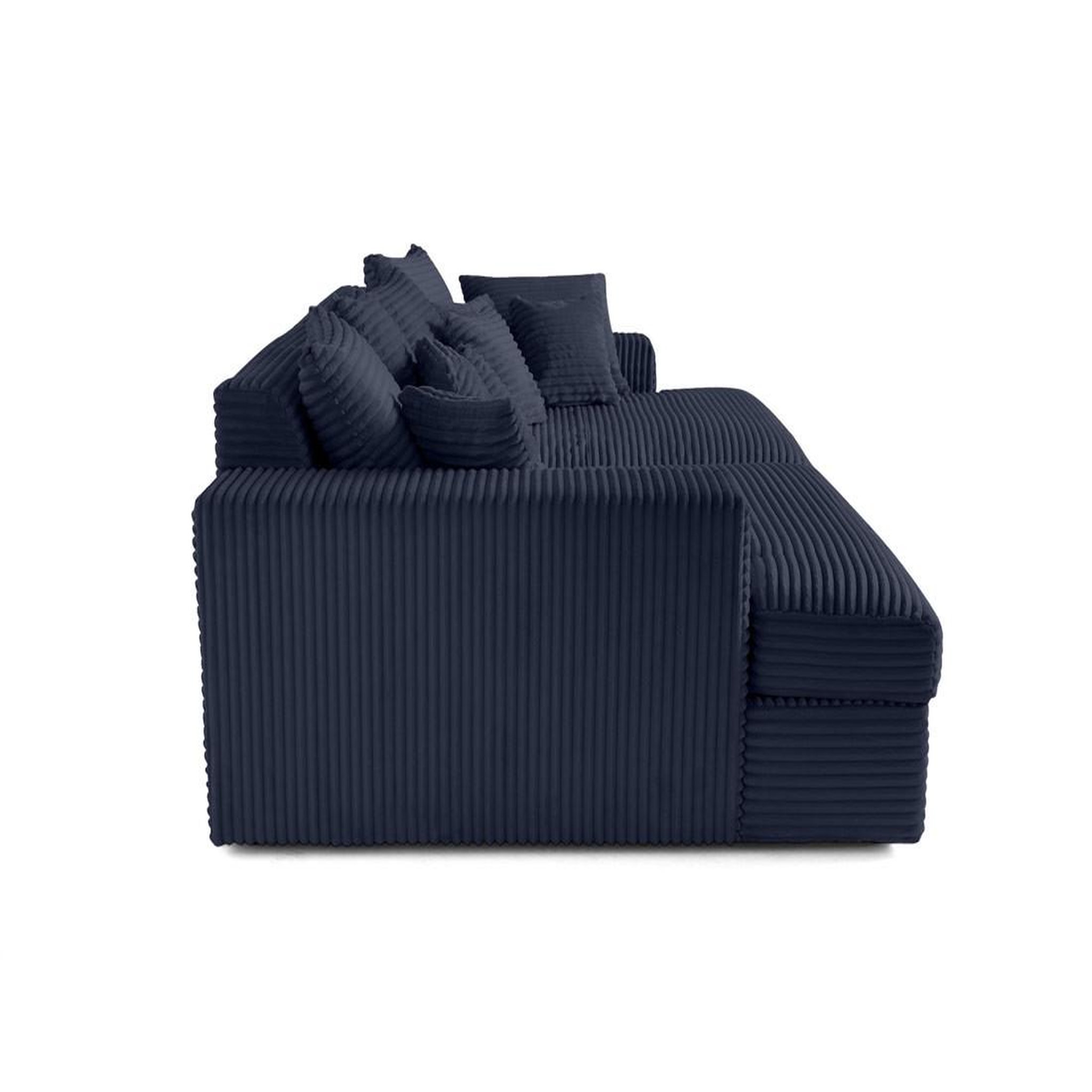 Voir la diapositive 5 : LISA DESIGN Collins - canapé droit 4 places avec double méridienne - assise profonde - velours côtelé grosses côtes