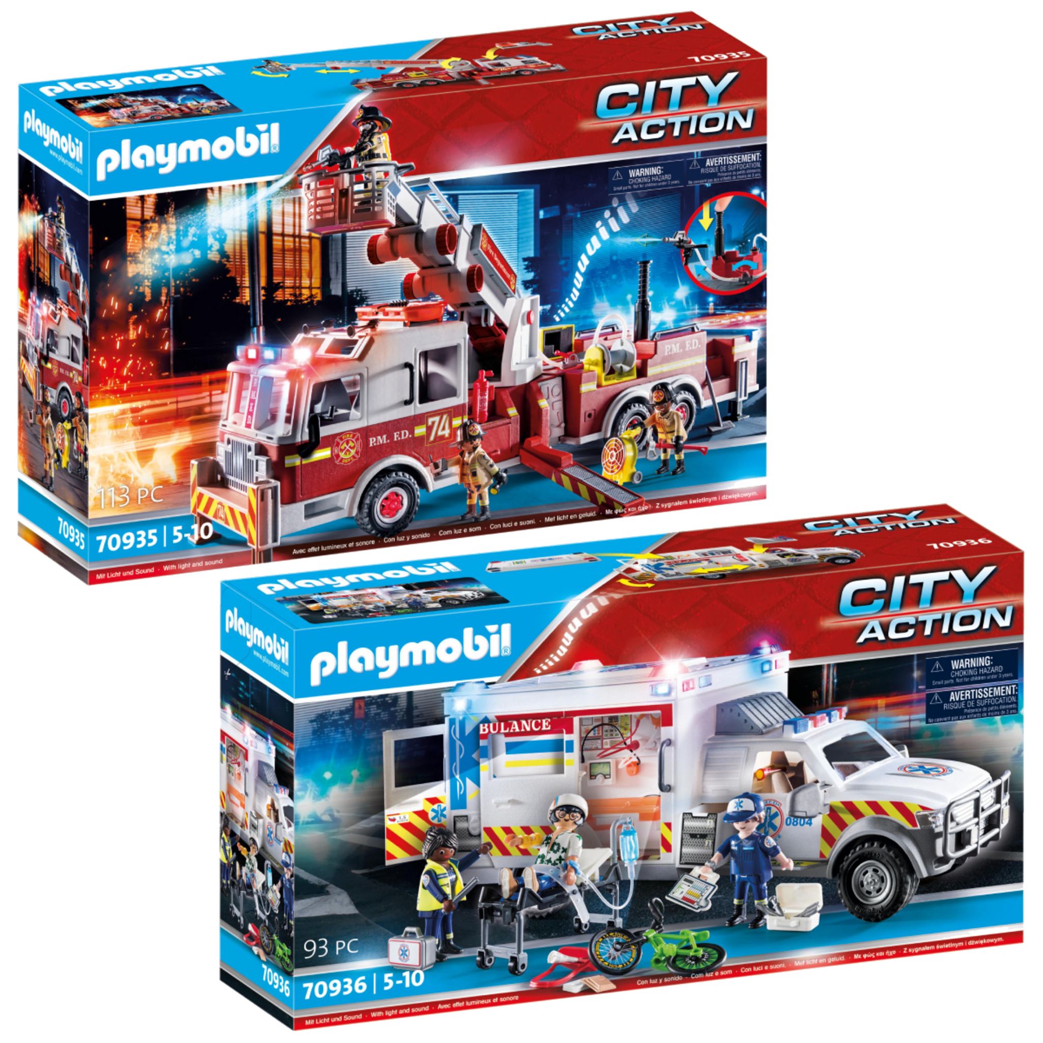 PLAYMOBIL Pack City Action Camion Pompiers + Ambulance