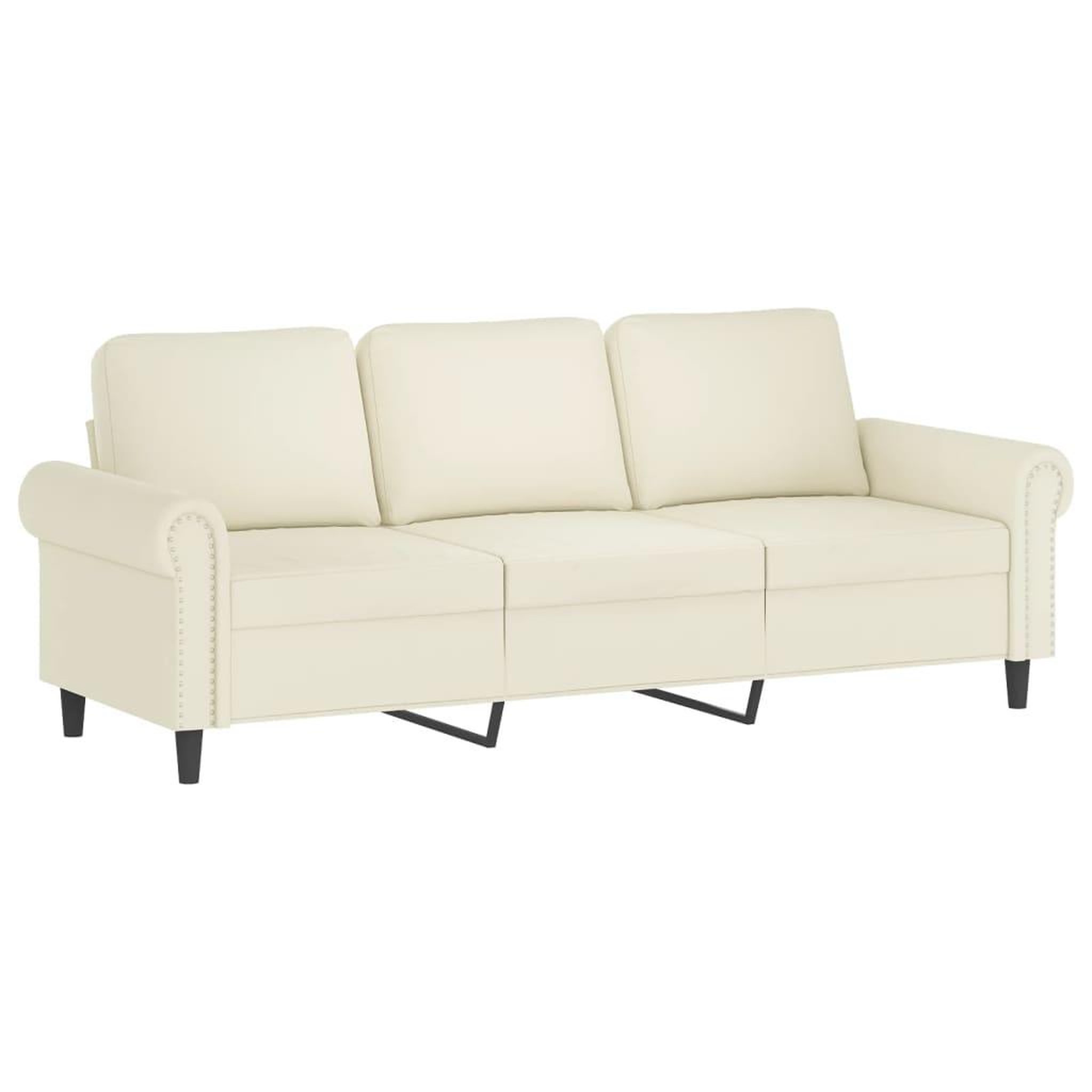 Voir la diapositive 5 : VIDAXL Ensemble de canapes 3 pcs avec coussins Creme Velours