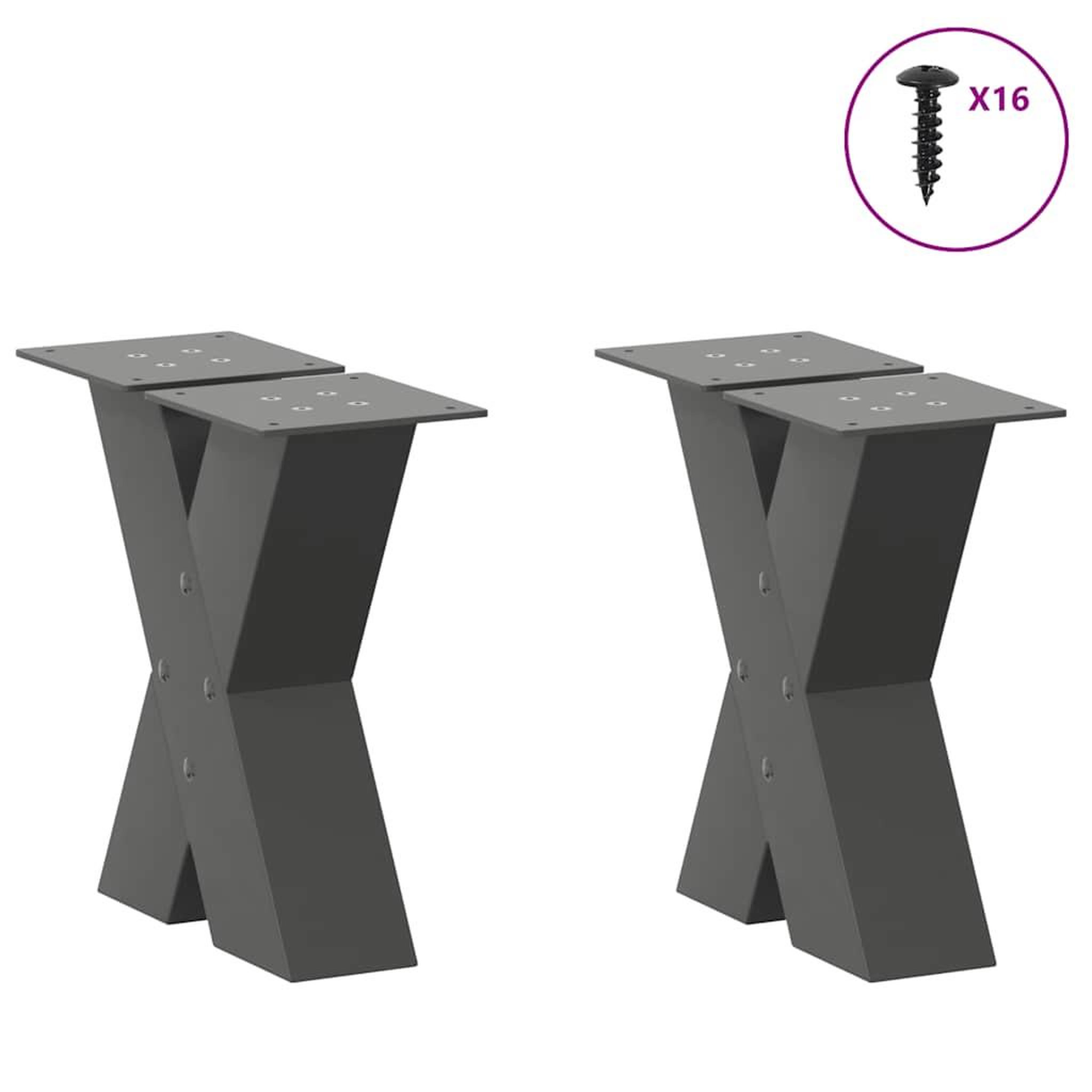 Voir la diapositive 3 : VIDAXL Pieds de table basse forme de X 2 pcs anthracite 40x(30-31) cm