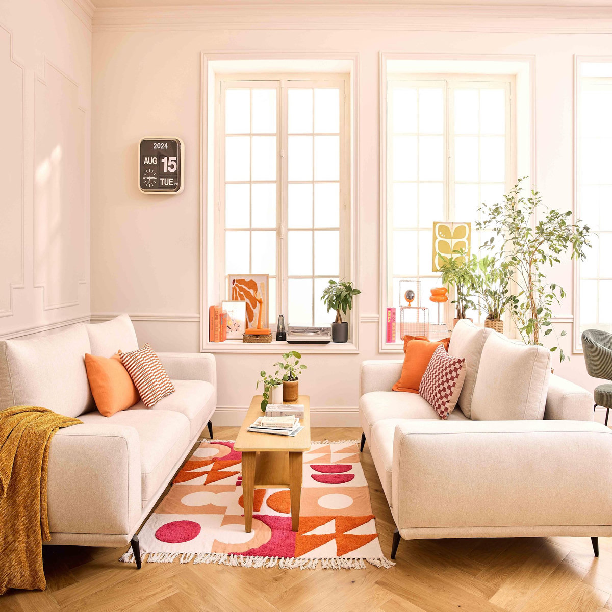 LISA DESIGN Vicence - canapé droit 3 places convertible en tissu